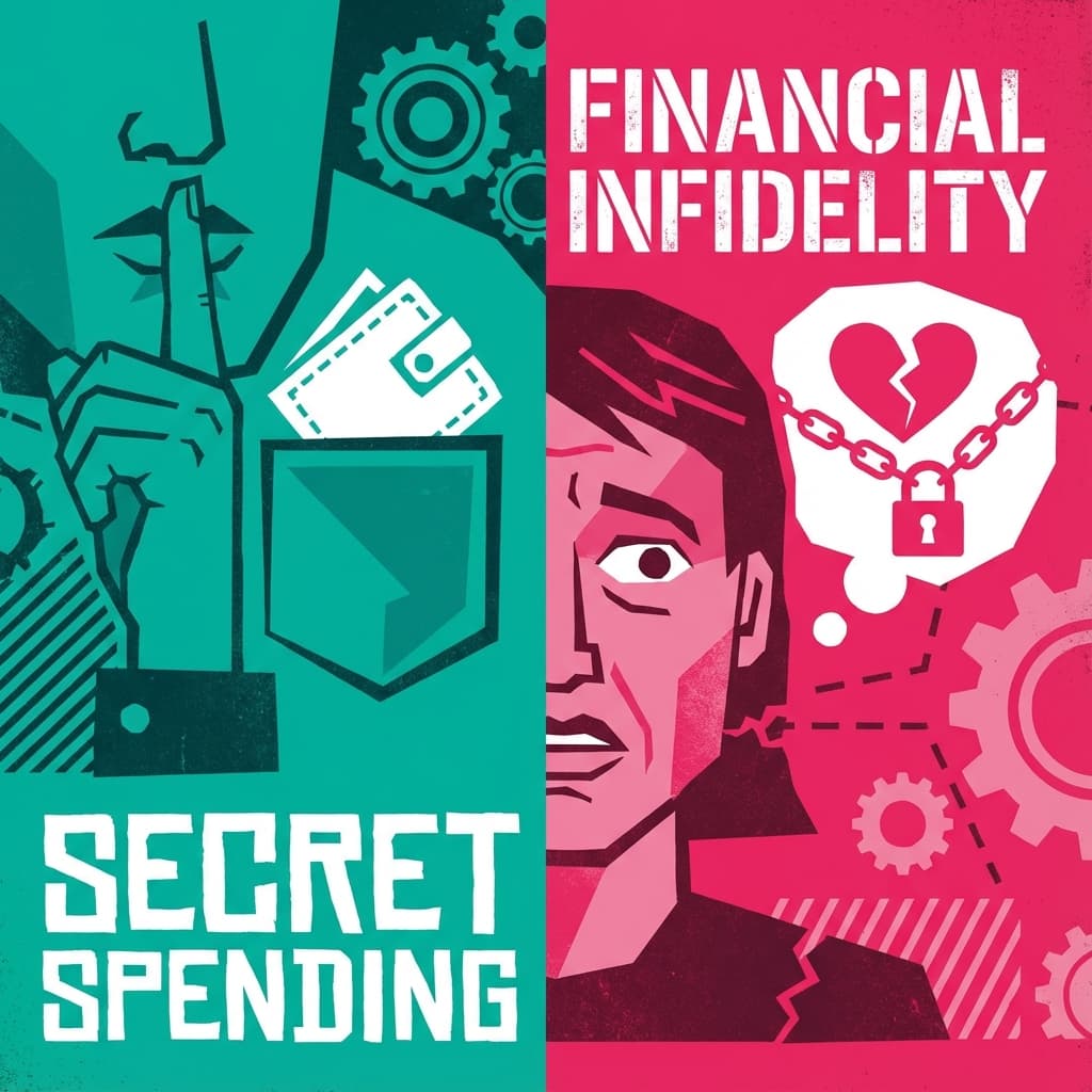 Hidden financial documents representing financial infidelity