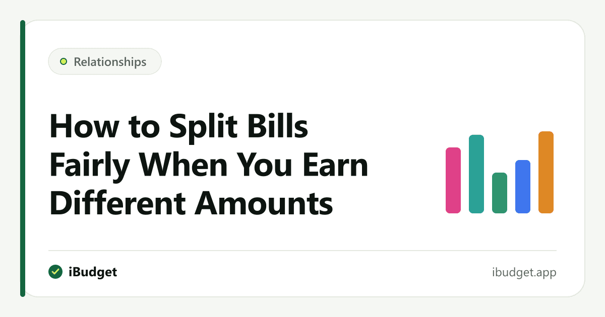 Couple calculating how to split bills and household expenses by income