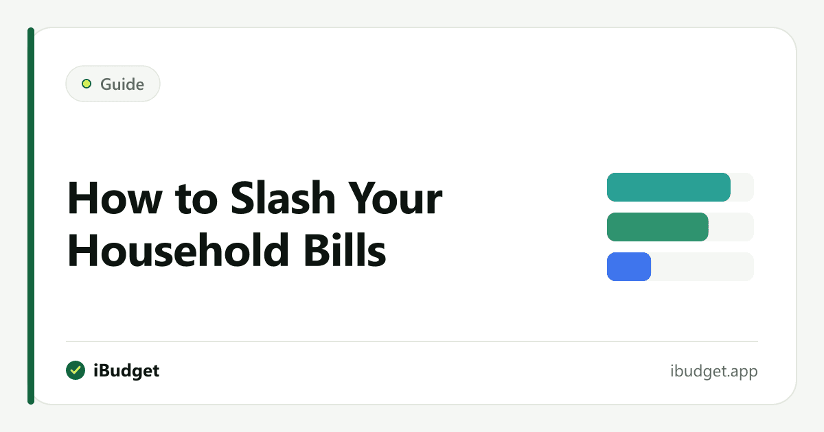Illustration of household bills being reviewed and reduced one category at a time